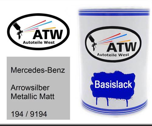 Mercedes-Benz, Arrowsilber Metallic Matt, 194 / 9194: 500ml Lackdose, von ATW Autoteile West.